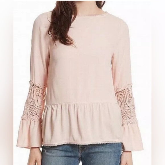 Joie Lace Trim Peplum Blouse/Emelda - Picture 1 of 9